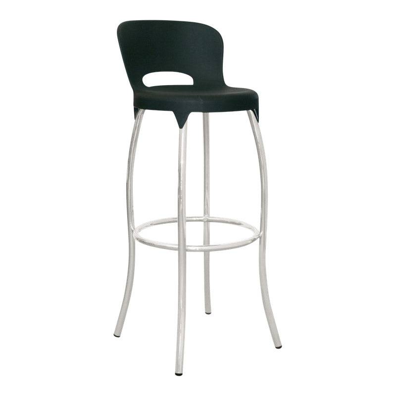 Asteroid Bar Chair with black seat and chrome legs, modern design for stylish decor