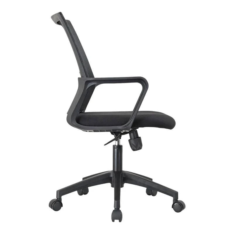 High-Quality Black Mesh Office Chair with Armrests for Long Hours and Wheels