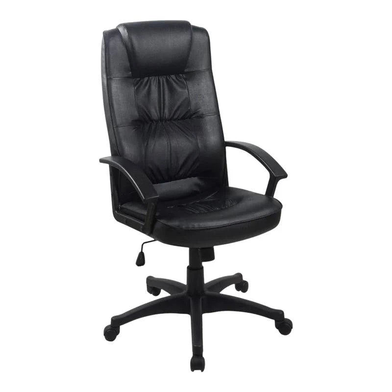 Black leather Brooklyn High-Back Office Chair with armrests and wheels for comfort