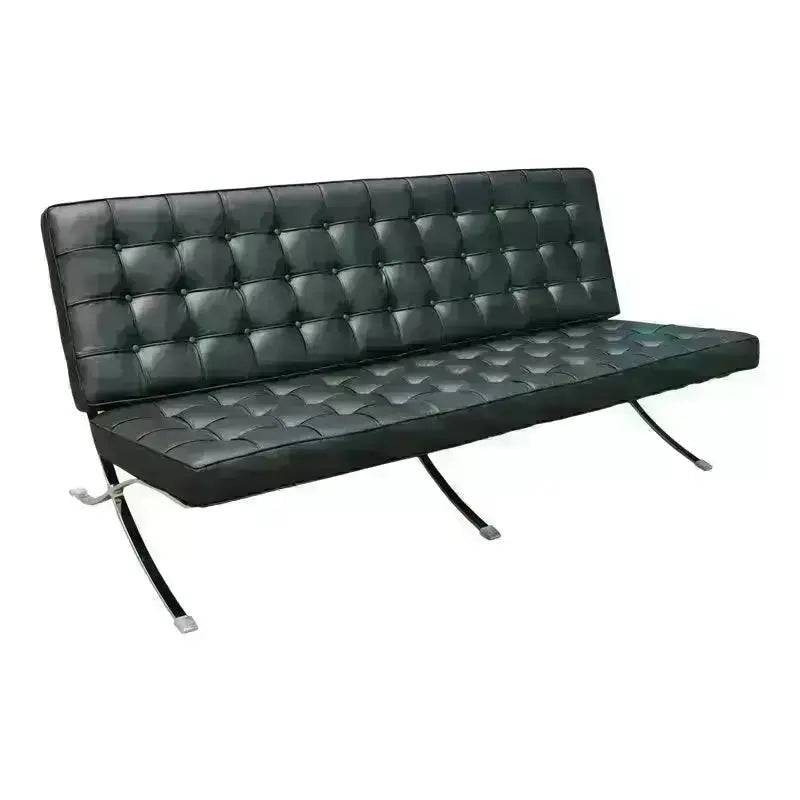 Modern Black Leather Barcelona von der Rohe Lounge Couch with Chrome Legs for stylish interiors