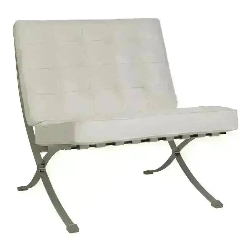 White Leather Barcelona von der Rohe Chair with Chrome Legs in modern interior design