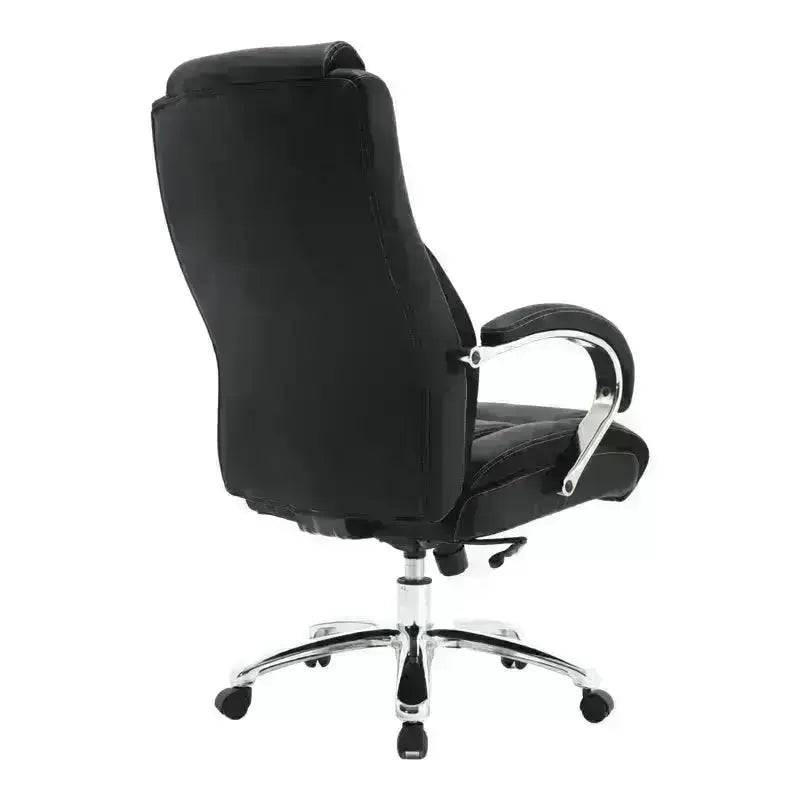 Black Leather High-Back Office Chair with Chrome Base for ultimate comfort and style