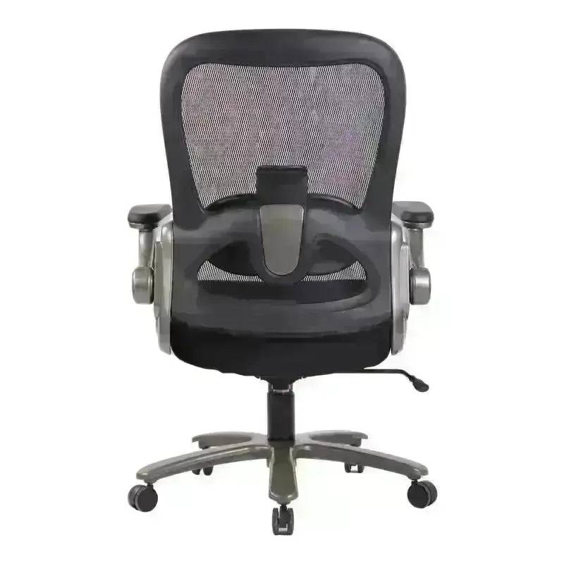 High-Back Office Chair with adjustable armrests and lumbar support in black mesh