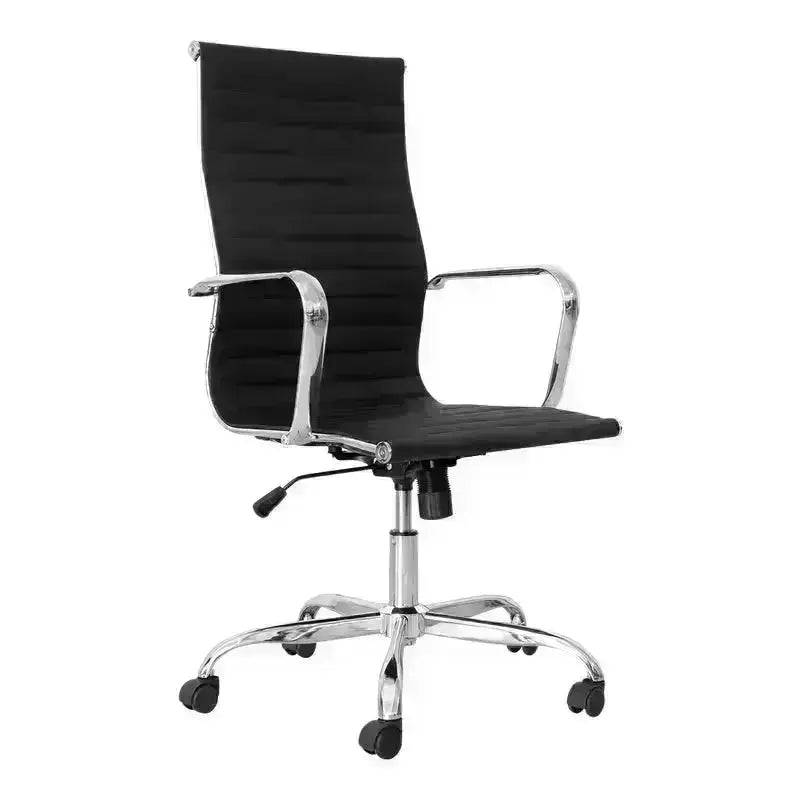 Blaze High-Back Office Chair with chrome armrests and gas height adjuster on wheels