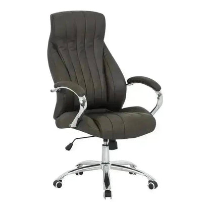 Dark gray Capri High-Back Office Chair with chrome base and padded arms for comfort