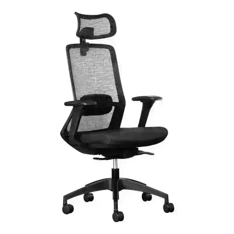 Black Capri Mesh Executive High-Back Office Chair with headrest and adjustable armrests