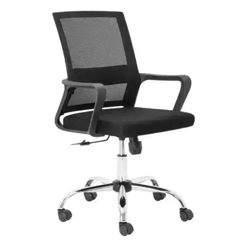 Black Mesh Cindy Chrome Medium Office Chair with Tilt Mechanism and Armrests