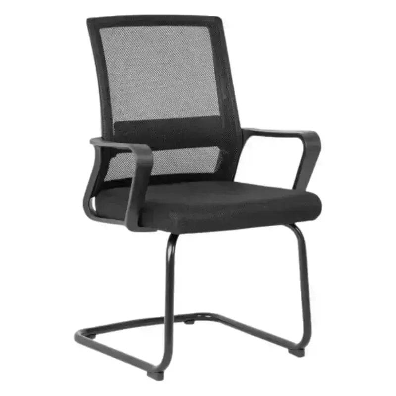 Black Mesh Fabric Office Chair with Polyurethane Visitor Base and armrests for comfort