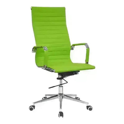 Bright lime green Eames High-Back Office Chair with chrome base and torsion tilt mechanism