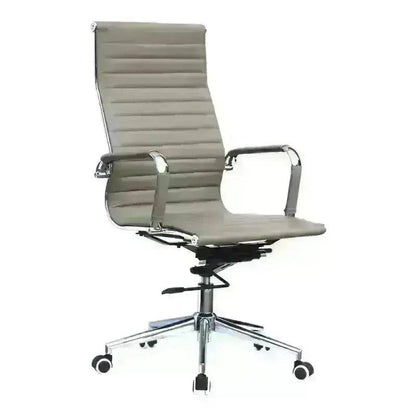 Modern gray Eames High-Back Office Chair with ribbed upholstery and torsion tilt mechanism