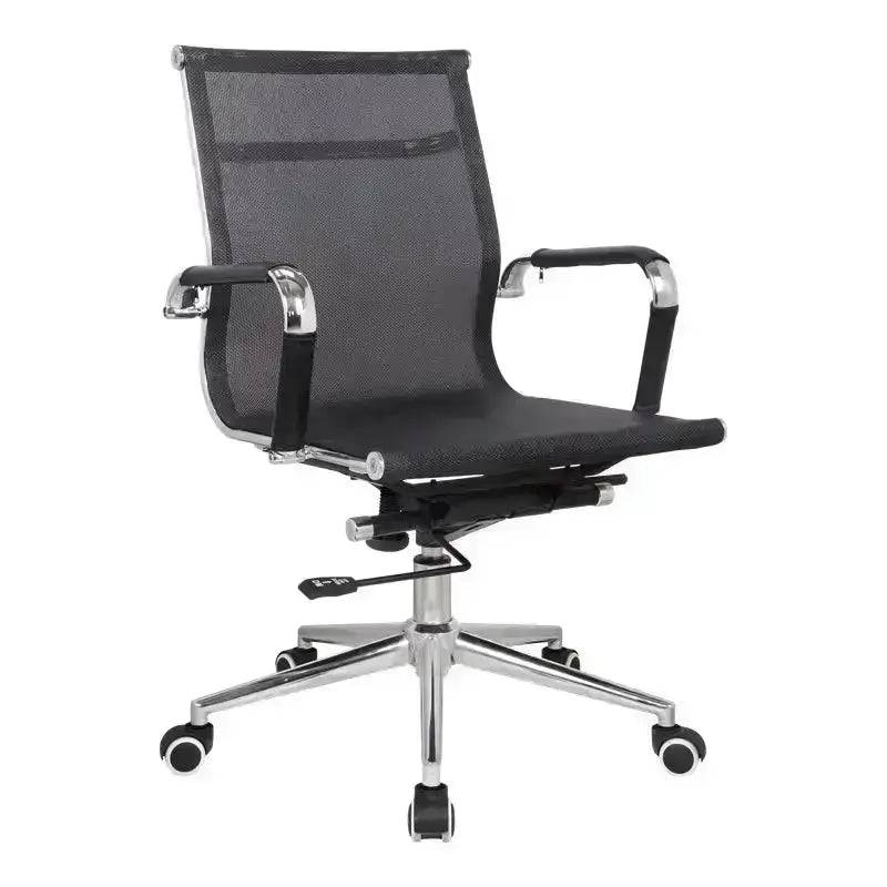 Modern Black Mesh Eames Netting Medium-Back Office Chair with Chrome Base and Armrests