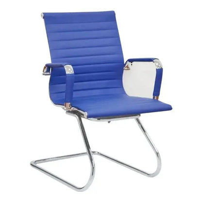 Modern Eames Visitor Office Chair with chrome base and ribbed upholstery design