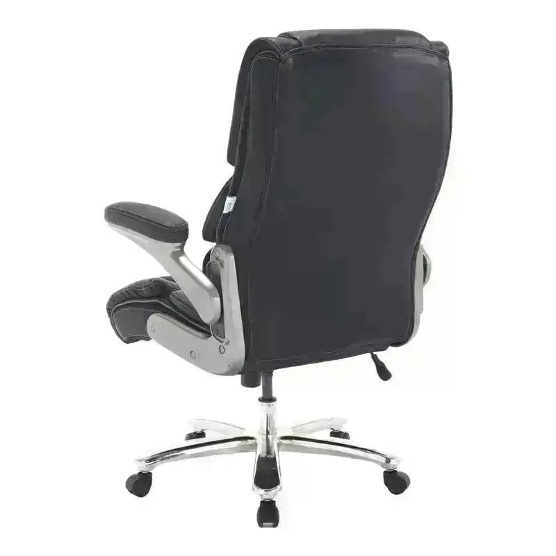 Black Leather High-Back Executive Office Chair with Chrome Base for tall high-back office use