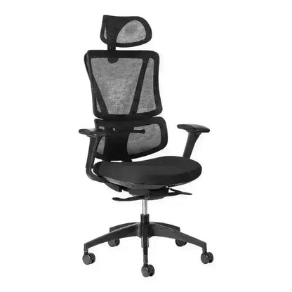 Black Ergoback Mesh Executive High-Back Office Chair with Headrest and adjustable armrests