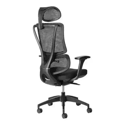 Black Ergoback Mesh Executive High-Back Office Chair with Headrest and adjustable armrests