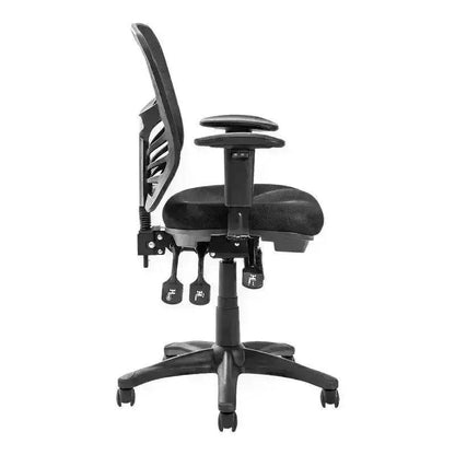 Black Mesh-Back Operators Chair with Adjustable Armrests for ergonomic office furniture