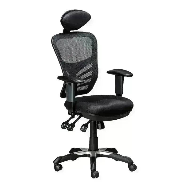 Black Mesh High-Back Office Chair with Stylish Design and Padded Armrests