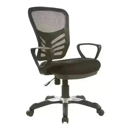 Black mesh ErgoNet Eco Operators Chair with armrests and wheels for ergonomic support