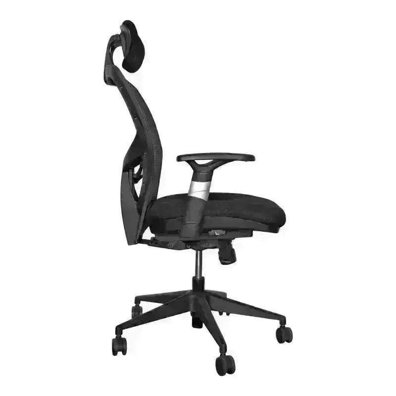 Black ergonomic Falcon High-Back Office Chair with mesh back, synchro mechanism, and seat slider