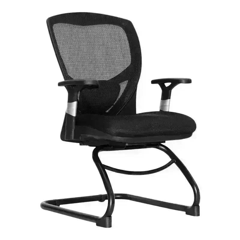 Black Mesh-Back Visitor Office Chair with Armrests and Cantilever Base for comfort and style