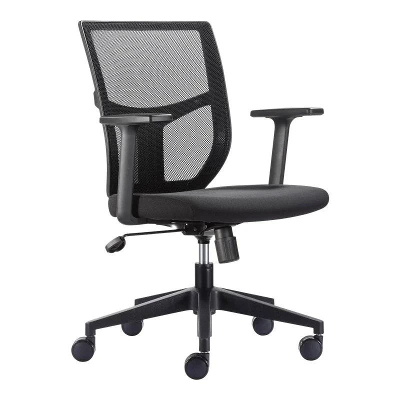 Black Mesh Operators Office Chair with Armrests and Wheels for comfortable workspace seating