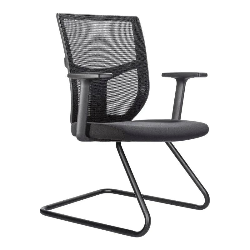 Black Mesh Visitor Office Chair with Cantilever Base and Armrests for modern workspaces