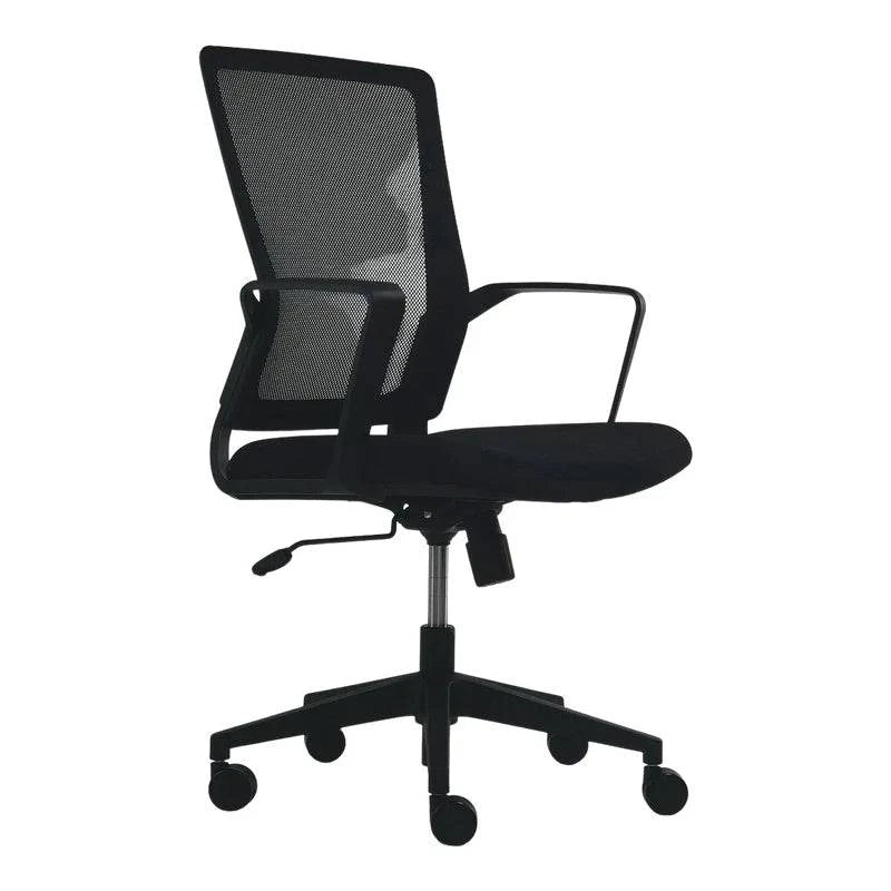 Black mesh Galaxy G8 medium-back office chair with ergonomic design, armrests, and wheels