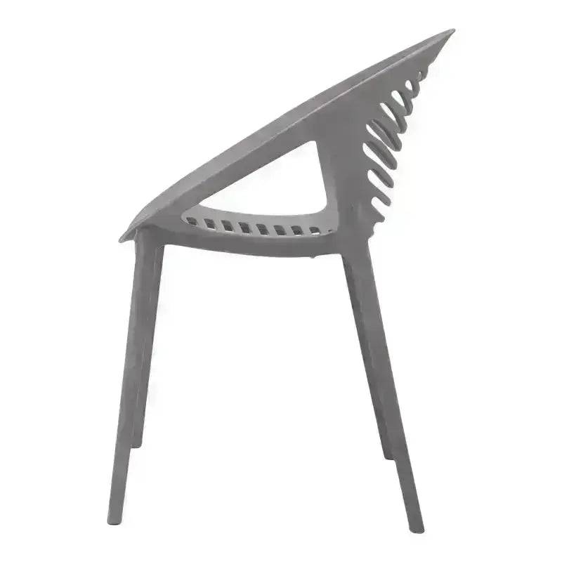 Modern Iris Café Chair with slatted cutouts and curved back for contemporary spaces