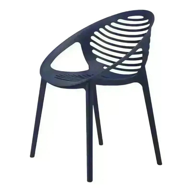 Modern black Iris Café Chair with curved slats and circular patterns in the backrest