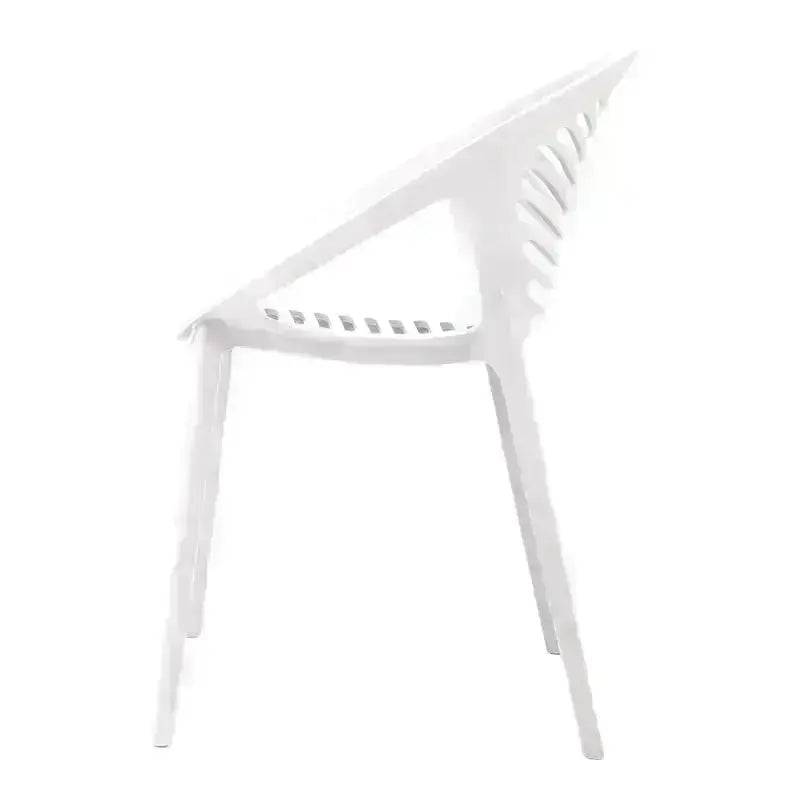 White Iris Café Chair with curved back and slatted seat design for modern spaces