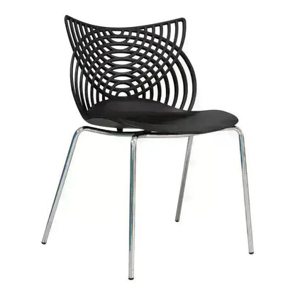 Modern Ivy Café Chair with geometric backrest and chrome steel legs for durable seating