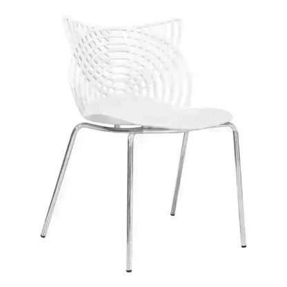 Ivy Café Chair with chrome steel legs and a geometric patterned back in durable polypropylene