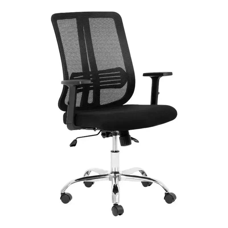 Lenny Chrome Medium-Back Office Chair with adjustable armrests and chrome base on wheels