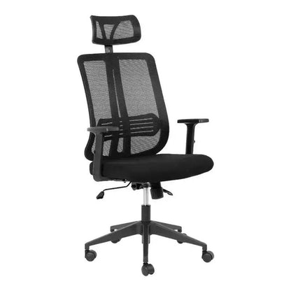 Black mesh Lenny High-Back Office Chair with adjustable headrest and height adjustable arms