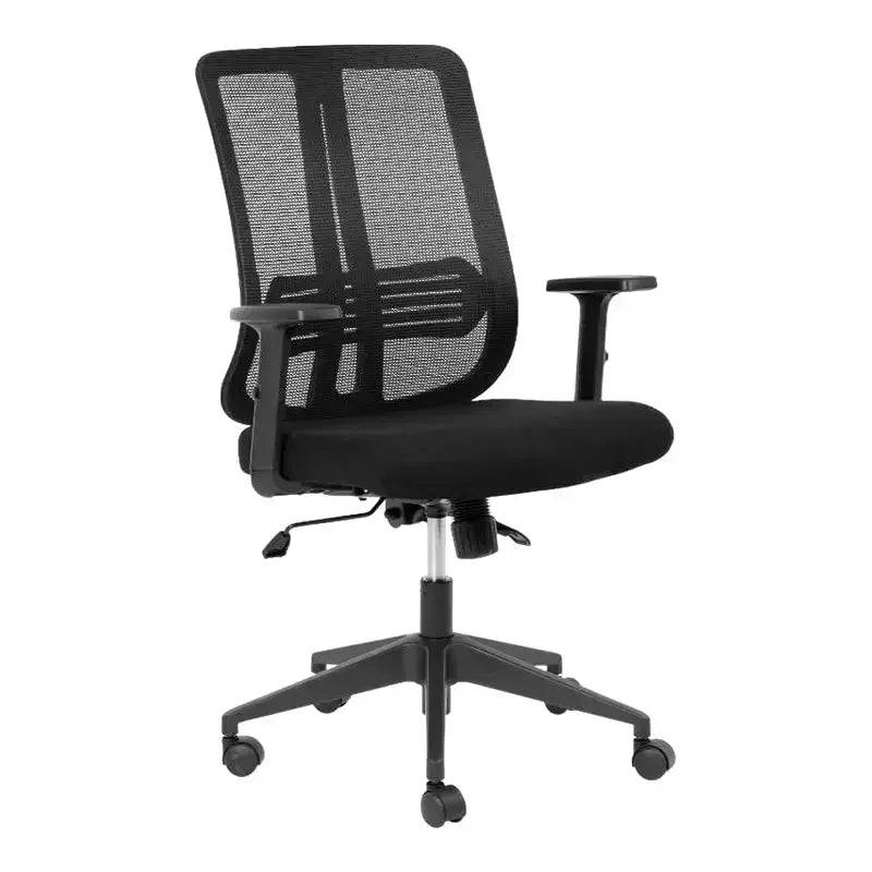 Lenny Medium-Back Office Chair with adjustable armrests and black mesh upholstery