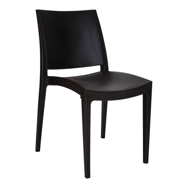 Libby Heavy Duty Modern Black Stackable Café Chair with solid backrest featured