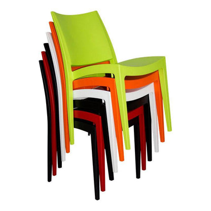 Stacked Libby Heavy Duty Modern Black Stackable Café Chairs in vibrant colors