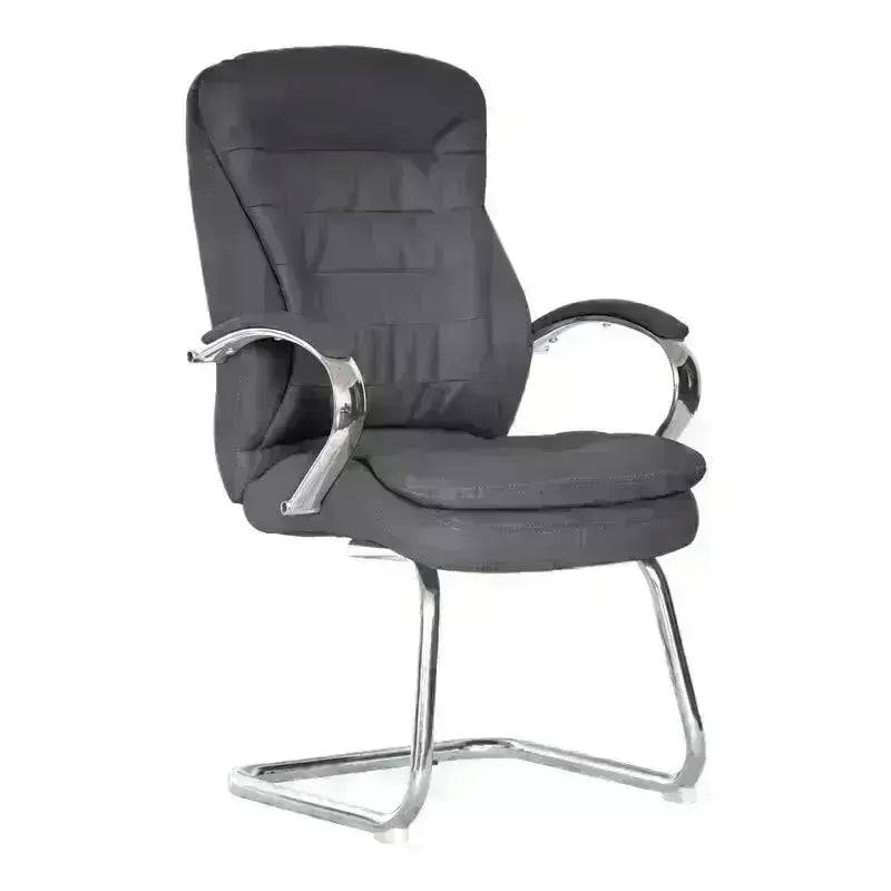 Gray leather Luvitt Visitor Office Chair with padded arms and chrome cantilever base