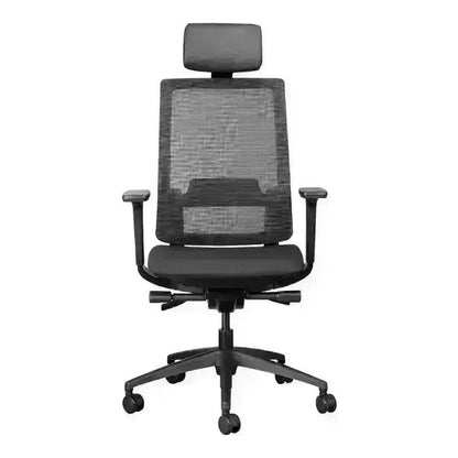 Black Mira Mesh Executive High-Back Office Chair with adjustable features and wheels