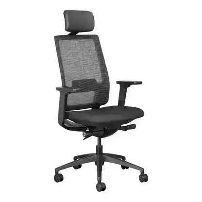 Black Mira Mesh Executive High-Back Office Chair with adjustable headrest and armrests