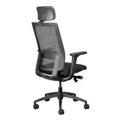 Black Mira Mesh Executive High-Back Office Chair with adjustable headrest and lumbar support