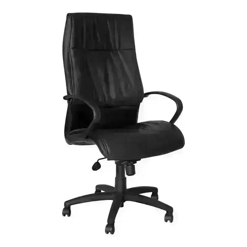 Black Leather Mirage High-Back Swivel Office Chair with armrests and wheels