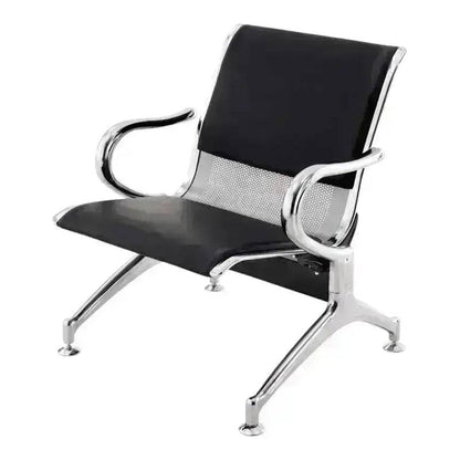 Modern black and chrome heavy duty standard steel airport waiting room chair with armrests