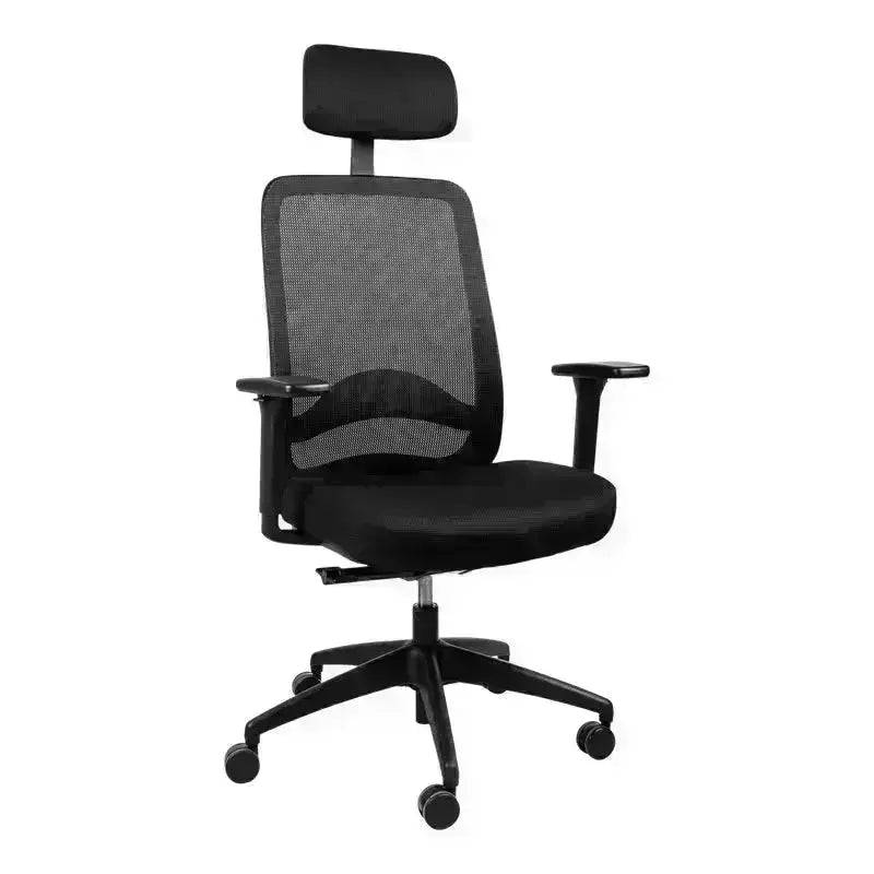 Black mesh Adjustable High-Back Office Chair with adjustable lumbar support and headrest