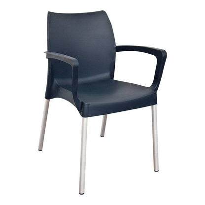 Navy blue Star Arm Café Chair with metal legs and armrests from cdn shop files