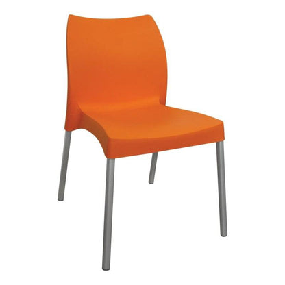 Orange Plastic Café Chair with Metal Legs for Modern Dining in CDN Shop Files