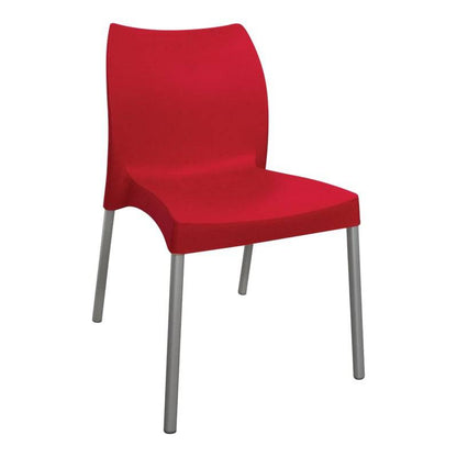 Red plastic café chair with metal legs from CDN shop files for stylish seating