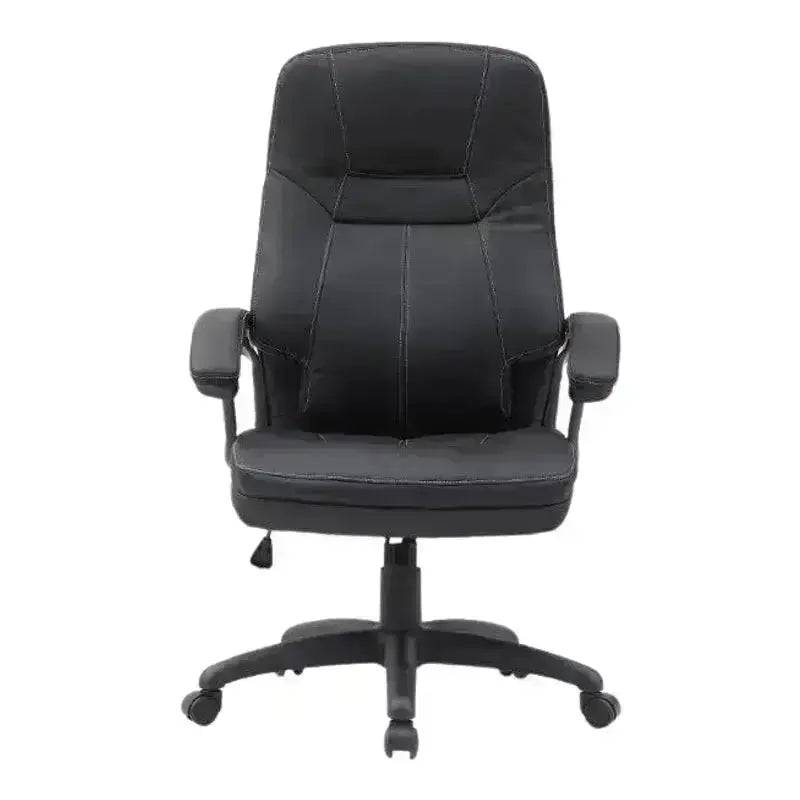 Black leather Stud High-Back Office Chair with adjustable height and armrests