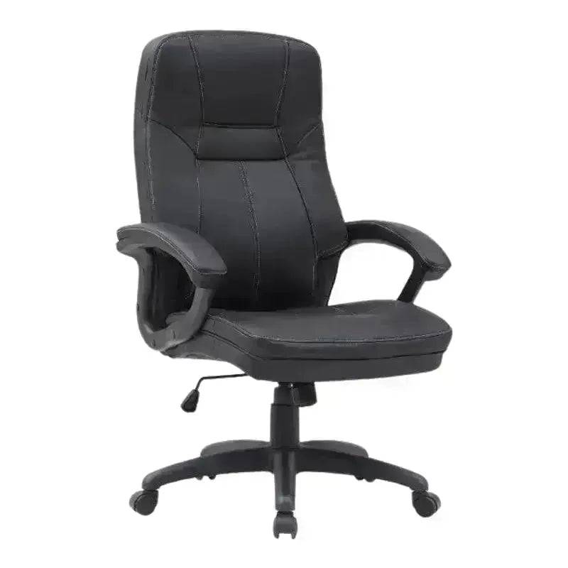 Black leather Stud High-Back Office Chair with padded armrests and adjustable height