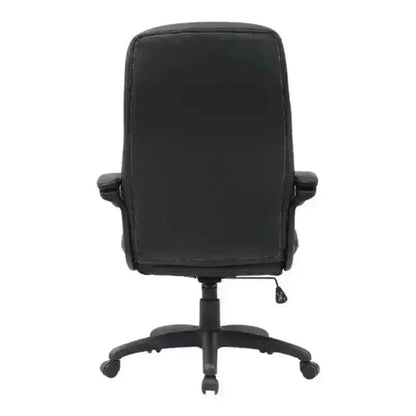 Black leather Stud High-Back Office Chair with armrests and wheels for adjustable comfort